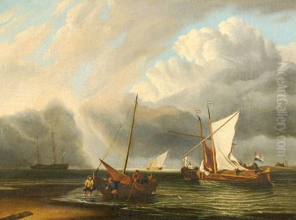 Boats On The Shore Oil Painting by Charles Martin Powell