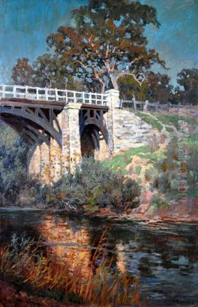  a Bridge Over The Onkaparinga River Near Clarendon  Oil Painting by Harold Septimus Power