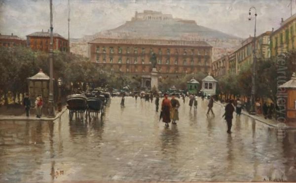 Piazza Di Napoli Oil Painting by Attilio Pratella