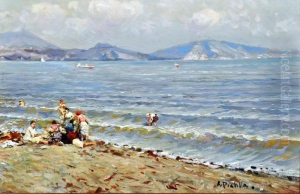 Spiaggia Oil Painting by Attilio Pratella