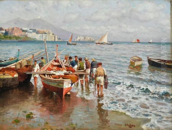 Pescatori Oil Painting by Attilio Pratella