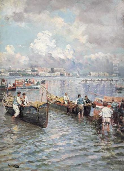 Sosta Di Pescatori Oil Painting by Attilio Pratella