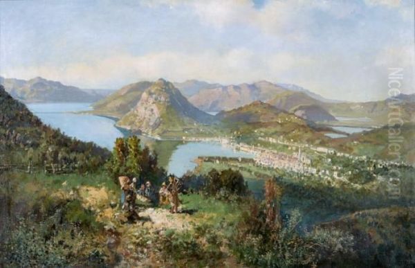 Monte Bre Mit Lugano Oil Painting by Ambrogio Preda