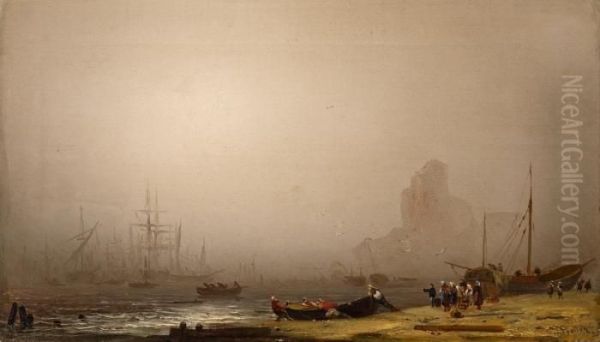 Strandszene Im Nebel Oil Painting by Friedrich Ii Preller