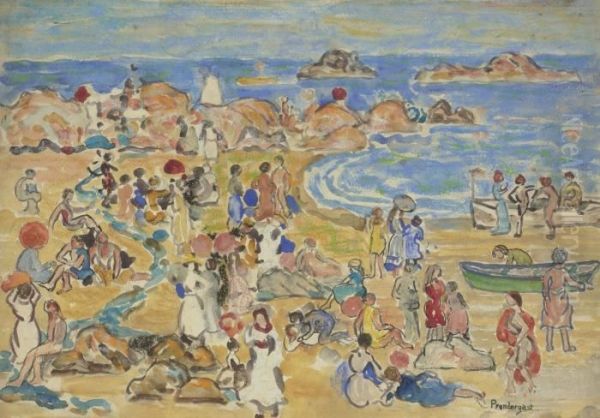 View Along New England Coast Oil Painting by Maurice Brazil Prendergast