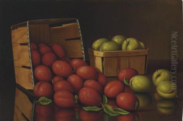 Still Life With Plums Oil Painting by Levi Wells Prentice