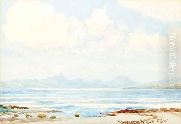 The mountains of Mull from Crinan Oil Painting by Peter MacGregor Wilson