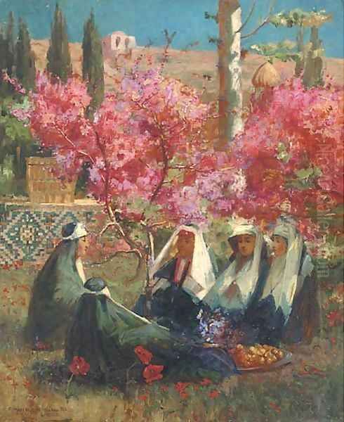 Under the blossom, Shiraz Oil Painting by Peter MacGregor Wilson