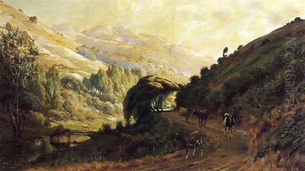 Landscape with Cows Oil Painting by Thaddeus Welch