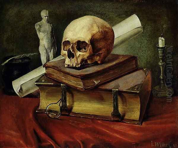 Vanitas, Still Life, 1842 Oil Painting by Johannes Wimmel