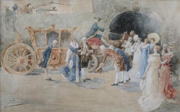 Arrival Of The Dignitaries Oil Painting by Gaetano Previati