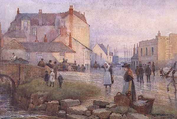 Market Square, Newlyn Oil Painting by W. T. Wickham