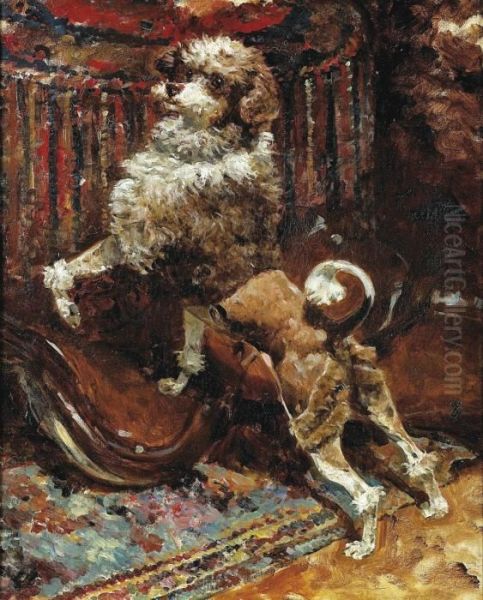 Le Caniche De La Mere De L'artiste Tondu A La Lion Oil Painting by Rene Pierre Princeteau