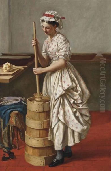 The Butter Churn Oil Painting by Valentine Cameron Prinsep