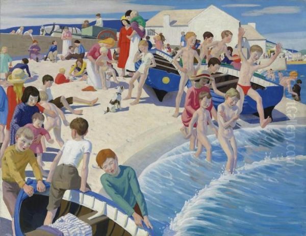 On The Beach At Newlyn Oil Painting by Ernest Procter