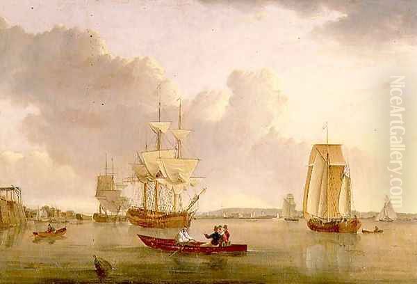 Deptford on Thames with a Distant View of Greenwich Oil Painting by John of Hull Ward