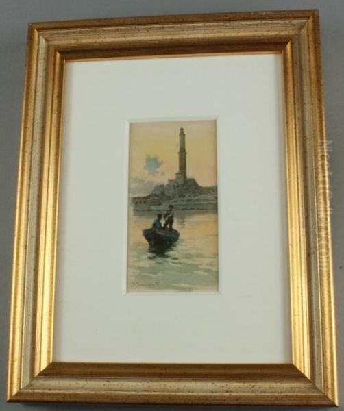 Fischer Vo Einem Leuchtturm Oil Painting by Alberto Prosdocimi