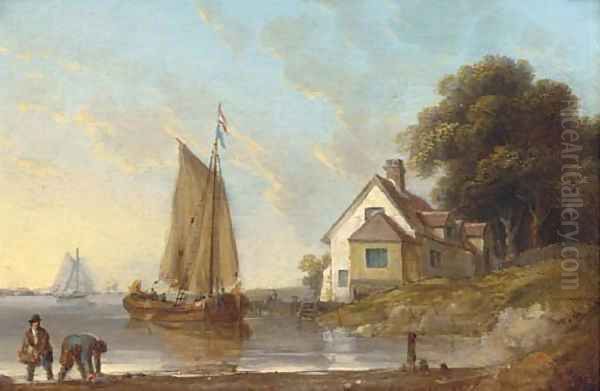 A calm day on the estuary, thought to be the Thames Oil Painting by John of Hull Ward