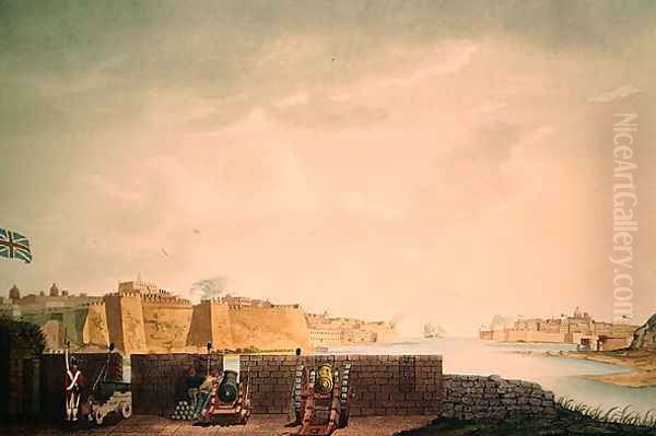 View of La Valletta, engraved by Francis Chesham, 1803 Oil Painting by Weir, Captain James