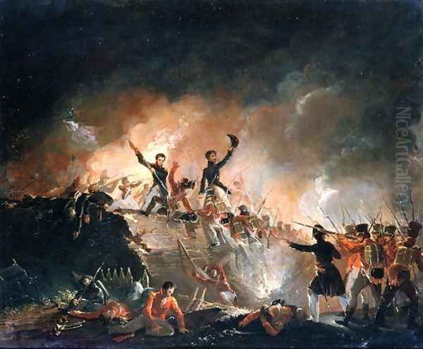 Repulsion of the British at Fort Erie, 15th August 1814, 1840 Oil Painting by E. C. Watmough