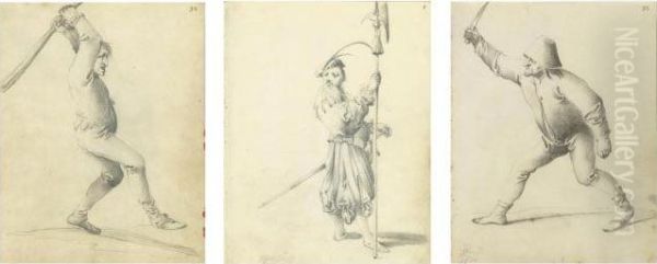 Three Figure Drawings From A Sketchbook Oil Painting by Pieter Jansz. Quast