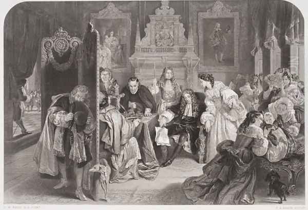 James II (1633-1701) receiving news of the landing of the Prince of Orange, engraved by F.A. Heath Oil Painting by Edgar Melville Ward