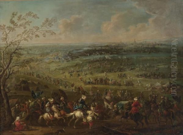 The Turkish Siege Of Vienna Oil Painting by August Querfurt