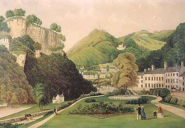 Matlock Bath from the grounds of the Bath Hotel, 1895 Oil Painting by E. Wray