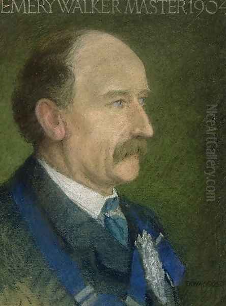 Emery Walker, Master of the Art Workers Guild in 1904 Oil Painting by Thomas Robert Way