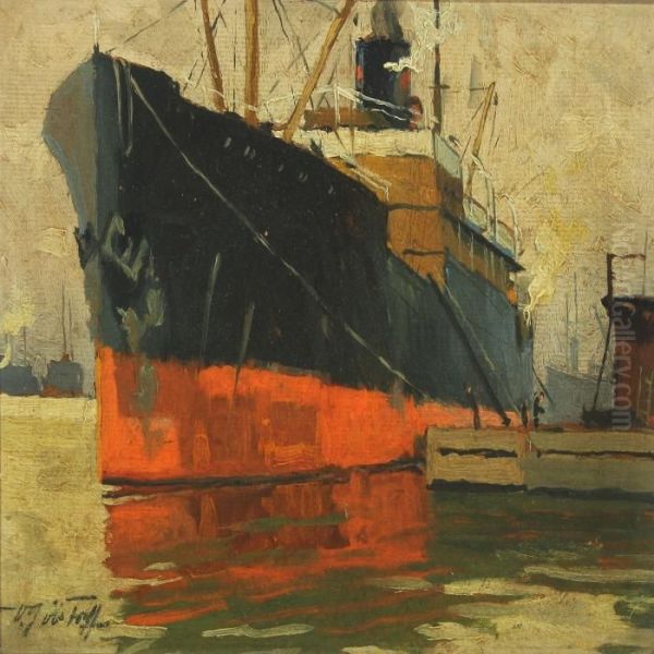 Freighter By Quay by Victor H.W. Qvistorff