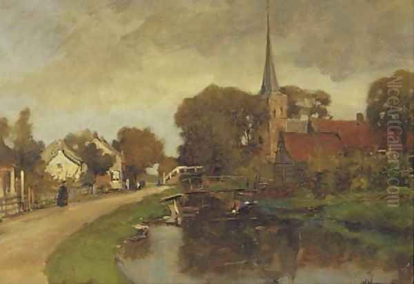 The church at Kortenhoef Oil Painting by Jan Hillebrand Wijsmuller