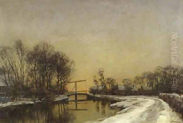 A late afternoon in winter Oil Painting by Jan Hillebrand Wijsmuller