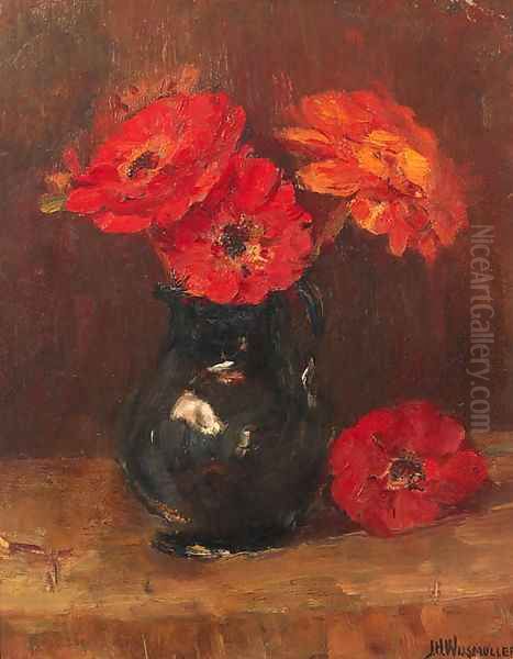 Flowers in a vase Oil Painting by Jan Hillebrand Wijsmuller