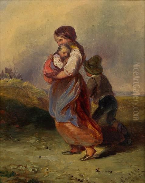 Mutter Mit Zwei Kindern Oil Painting by Johann Matthias Ranftl