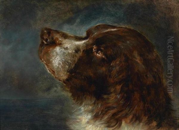 Circle Dog Portrait Oil Painting by Johann Matthias Ranftl