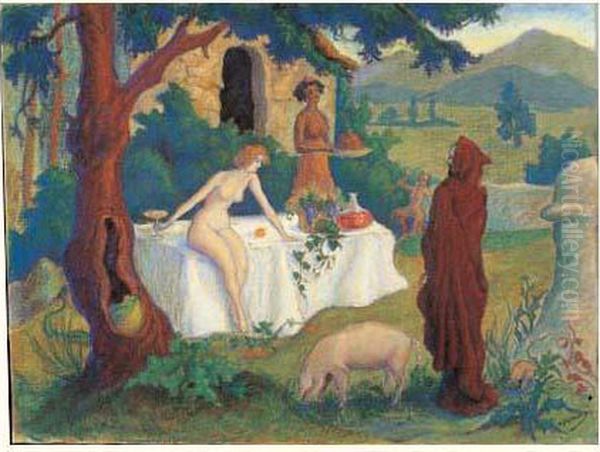 La Tentation De Saint Antoine, Vers 1900 Oil Painting by Paul-Elie Ranson