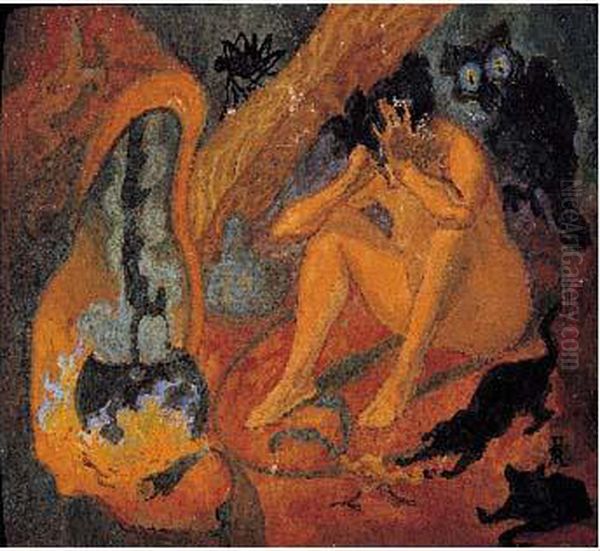 Sorciere A La Marmite, Vers 1897-1898 Oil Painting by Paul-Elie Ranson