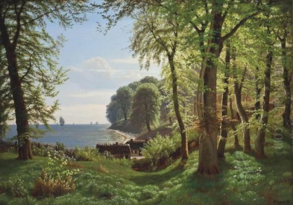 A Hidden Woodland Cove Oil Painting by Eiler Rasmussen-Eilersen