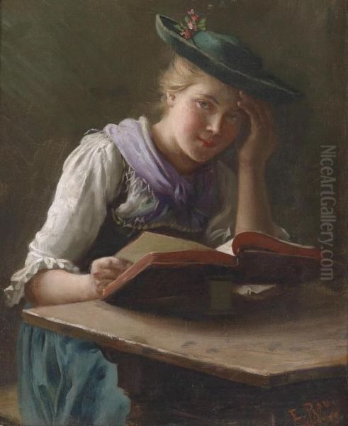 Exciting Reading Oil Painting by Emil Rau