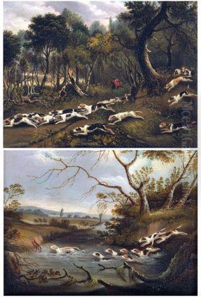 Hounds Hunting Oil Painting by Samuel Raven