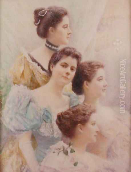 The Daughters of Bishop Reginald Heber (1783-1826), c.1895 Oil Painting by Carl and Frederika Weidner