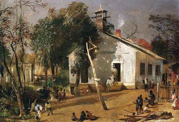 Scene outside a Southern Schoolhouse Oil Painting by William Wallace Wotherspoon