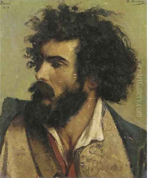 Head of a bearded Italian Oil Painting by Emile Charles Wauters