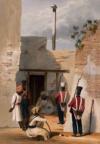 The Prison of Hadjee Khan Kakus - Cabool, from The Storming of Ghuznee and Khelat by W. Taylor, 1839 Oil Painting by Wingate, Lieutenant Thomas