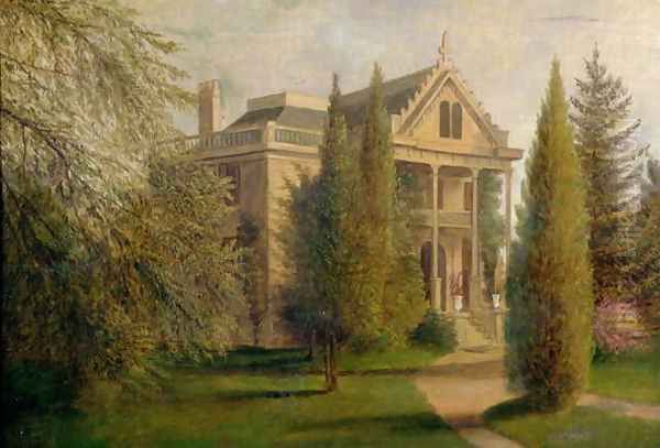 View of Dungan Manor House, Staten Island, 1876 Oil Painting by James Henry Wright