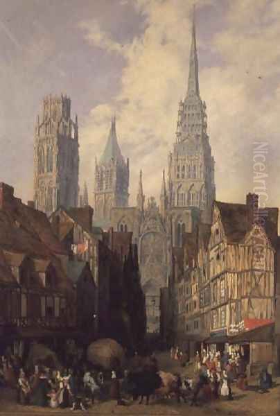 Rouen Cathedral Oil Painting by Lewis John Wood