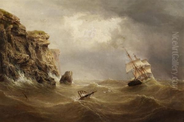 Distress At Sea Oil Painting by Henry Redmore