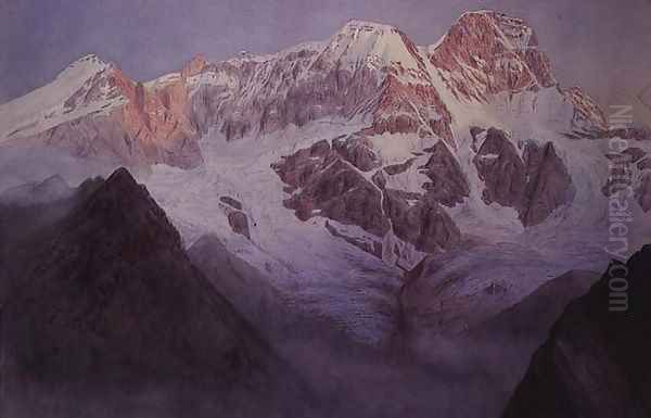 Monte Rosa at Sunrise from above Alagna Oil Painting by Alfred Gibson William