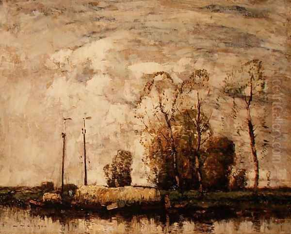 Dutch Canal Oil Painting by Alfred Gibson William