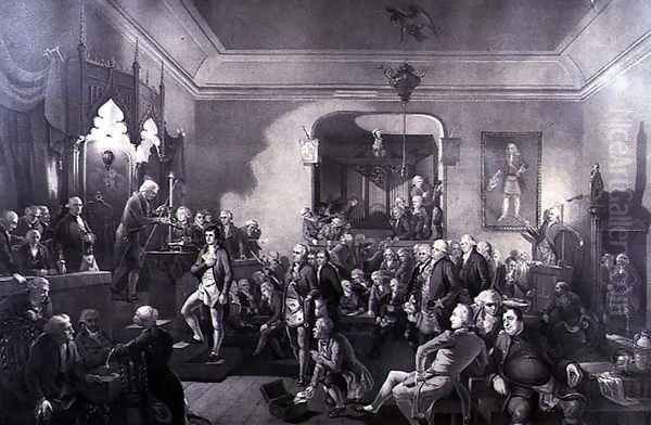 The Inauguration of Robert Burns (1759-96) as Poet Laureate at the Lodge, Canongate, Edinburgh, 1787, Oil Painting by Stewart Watson